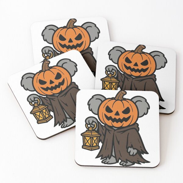 Item preview, Pumpkin-Headed Koala with Lantern – Spooky Halloween Creature designed and sold by Confuzz1ed.