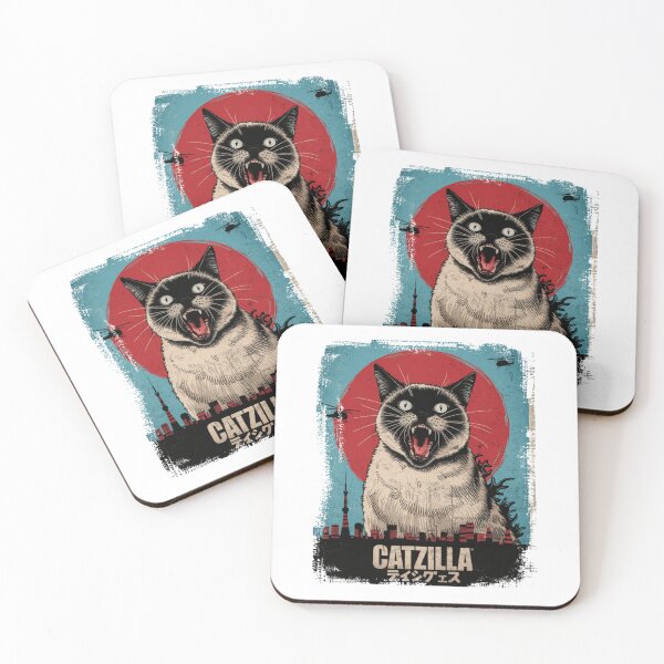 Item preview, Catzilla Roaring Cat in Tokyo Retro Cat Japanese Horror Anime   designed and sold by yana-lbot.