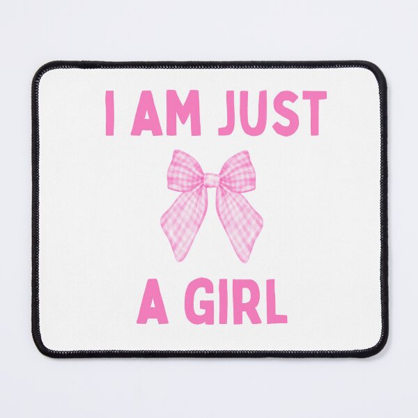 Item preview,  "I Am Just A Girl" Pink Gingham Bow Design designed and sold by ArtSparkCo.