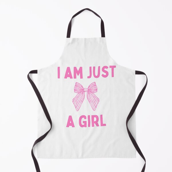 Item preview, "I Am Just A Girl" Pink Gingham Bow Design designed and sold by ArtSparkCo.