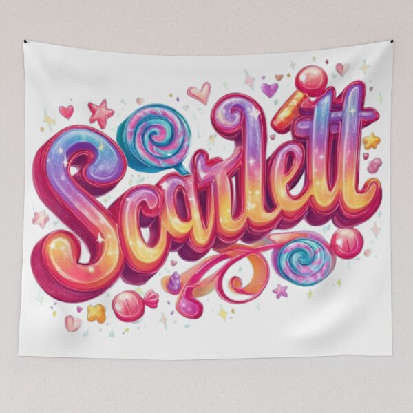 Aperçu de l'œuvre Scarlett – Conception de lettrage de nom 3D de style bonbon créée et vendue par AlexLineArt.