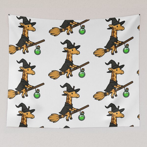 Item preview, Witch Giraffe on Broomstick – Magical Halloween Animal designed and sold by Confuzz1ed.