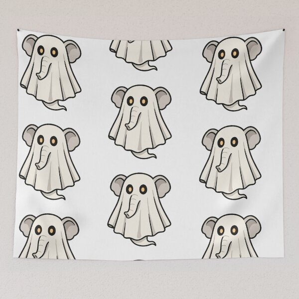 Item preview, Ghost Elephant with Glowing Eyes – Funny Halloween Spirit designed and sold by Confuzz1ed.