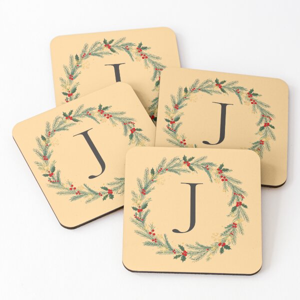 Item preview, Christmas Monogram Letter J Ornament Wreath – Holiday Initial Gift 2025 designed and sold by Punnyverse.