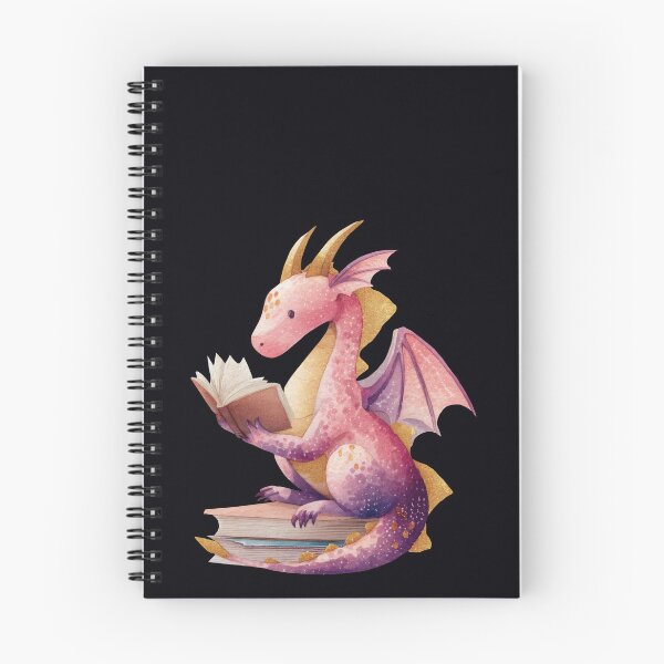 Item preview, Dragón leyendo al pastel sobre libros — Fantasía literaria en acuarela designed and sold by VikArt7.