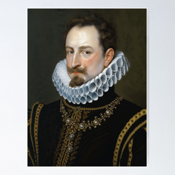 Item preview, Vintage Renaissance era painting of Royal Gentleman in Ruff collar designed and sold by Vintage Designs +.