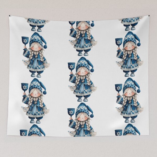Item preview, Hanukkah Gnome with Cup. Cozy Holiday Art designed and sold by Anastasiia Yurevych.