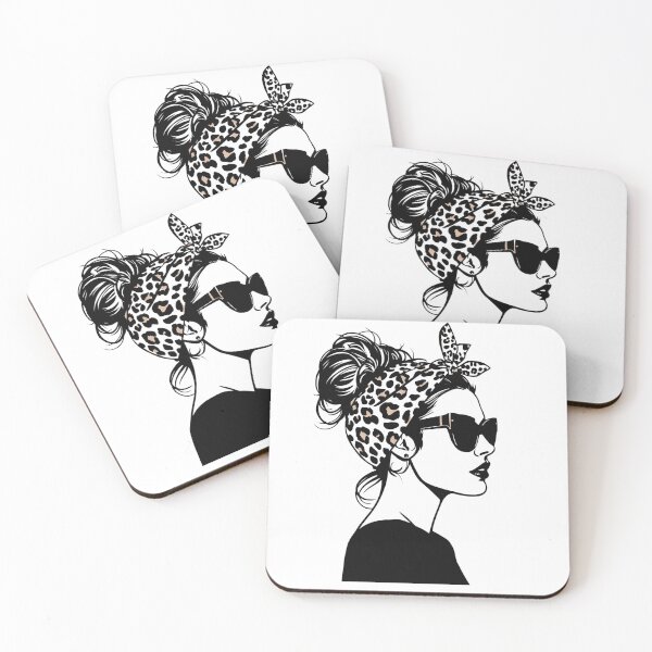 Item preview, Leopard Print Headband Woman with Sunglasses - Retro Fashion Illustration Black and White Art designed and sold by ArtSparkCo.