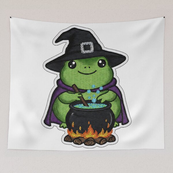 Item preview, Cute Frog Halloween Witch Cauldron Potion Spooky Art designed and sold by ArtDesignTp.