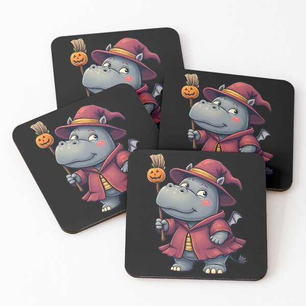 Item preview, Cute Hippo Halloween Witch Costume Pumpkin Broom Spooky Art designed and sold by ArtDesignTp.