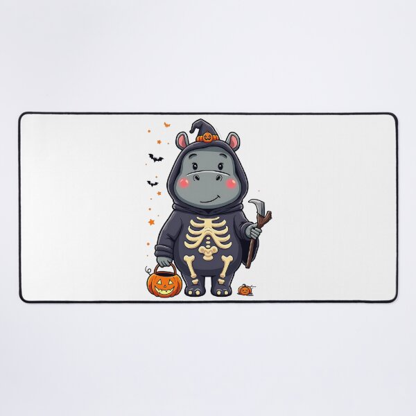 Item preview, Cute Hippo Halloween Skeleton Costume Pumpkin Spooky Grim Reaper Art designed and sold by ArtDesignTp.