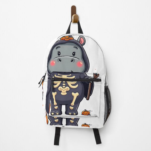 Item preview, Cute Hippo Halloween Skeleton Costume Pumpkin Spooky Grim Reaper Art designed and sold by ArtDesignTp.