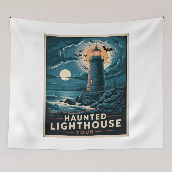 Item preview, Haunted Coastline - Spooky Lighthouse Travel Poster designed and sold by pod24.
