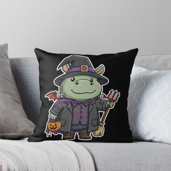 Item preview, Cute Hippo Halloween Frankenstein Witch Costume Pumpkin Spooky Art designed and sold by ArtDesignTp.