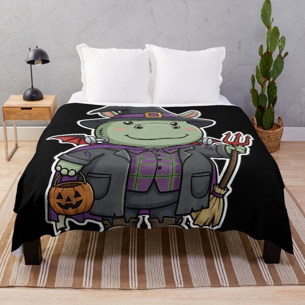 Item preview, Cute Hippo Halloween Frankenstein Witch Costume Pumpkin Spooky Art designed and sold by ArtDesignTp.