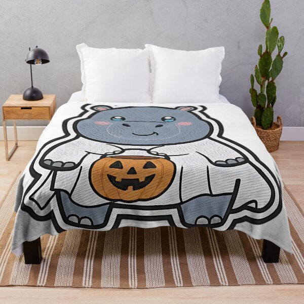 Item preview, Cute Hippo Halloween Ghost Costume Pumpkin Spooky Art designed and sold by ArtDesignTp.