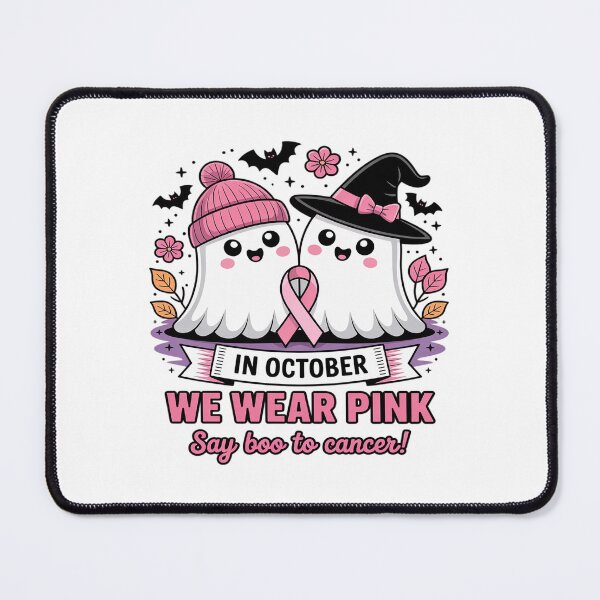 Item preview, In October We Wear Pink Ghost Breast Cancer Is Boo Sheet designed and sold by BlackStars3Neon.