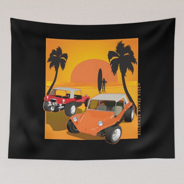 Item preview, Two Manx Dune Buggies At Sunset With Surfer Classic 		 designed and sold by pwapudfeyk85.