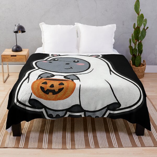 Item preview, Cute Hippo Halloween Ghost Costume Pumpkin Spooky Art designed and sold by ArtDesignTp.