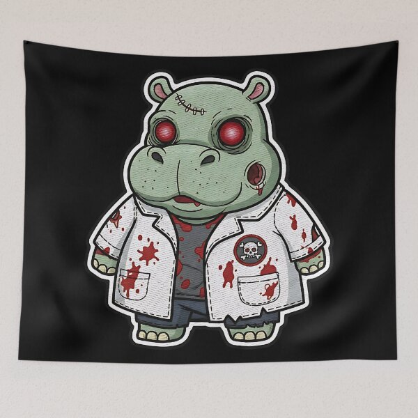 Item preview, Cute Hippo Halloween Zombie Doctor Monster Spooky Art designed and sold by ArtDesignTp.