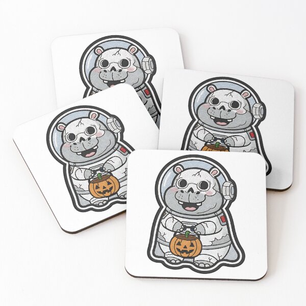 Item preview, Cute Hippo Halloween Astronaut Skeleton Costume Pumpkin Spooky Art designed and sold by ArtDesignTp.