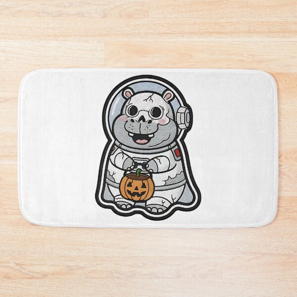 Item preview, Cute Hippo Halloween Astronaut Skeleton Costume Pumpkin Spooky Art designed and sold by ArtDesignTp.