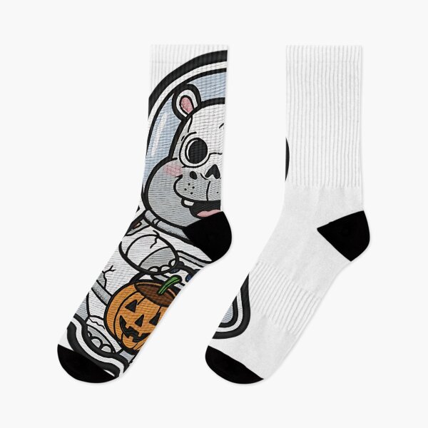 Item preview, Cute Hippo Halloween Astronaut Skeleton Costume Pumpkin Spooky Art designed and sold by ArtDesignTp.