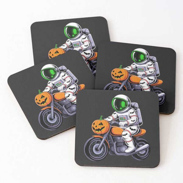 Item preview, Halloween Biker Astronaut – Spooky Pumpkin Motorbike Space Design designed and sold by ColorSplash123.