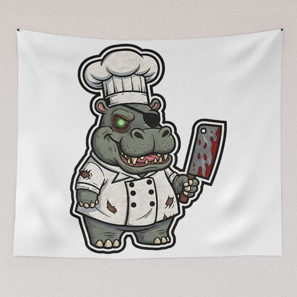 Item preview, Cute Hippo Halloween Zombie Chef Costume Spooky Art designed and sold by ArtDesignTp.