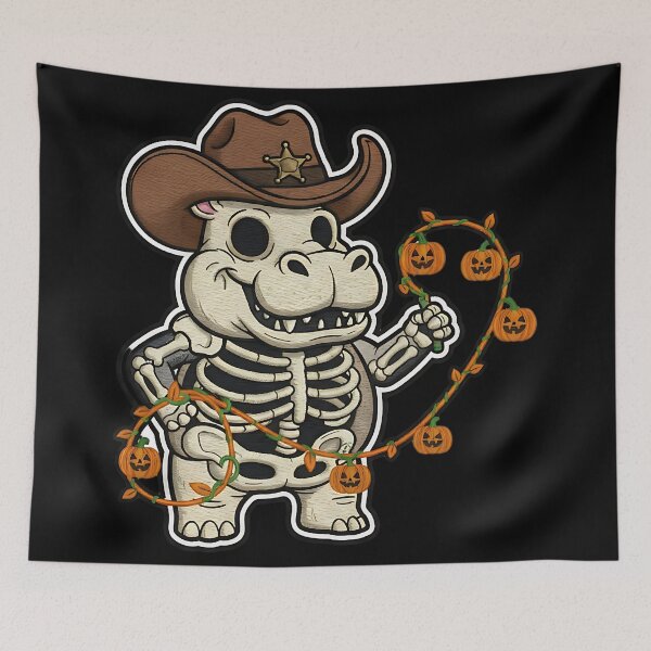 Item preview, Cute Skeleton Cowboy Halloween Costume Pumpkins Spooky Art designed and sold by ArtDesignTp.
