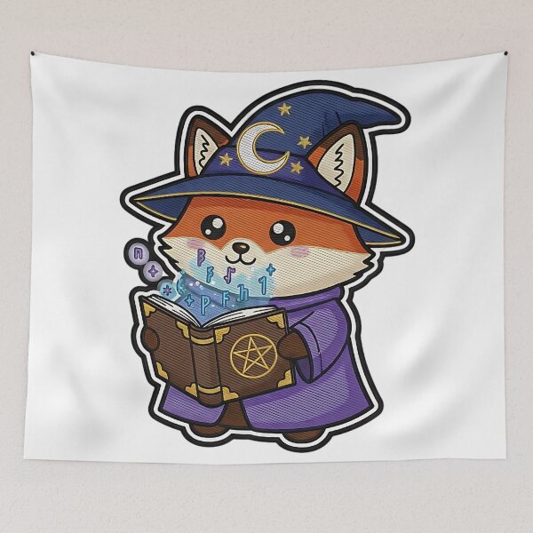 Item preview, Cute Fox Halloween Wizard Costume Magic Book Spooky Art designed and sold by ArtDesignTp.