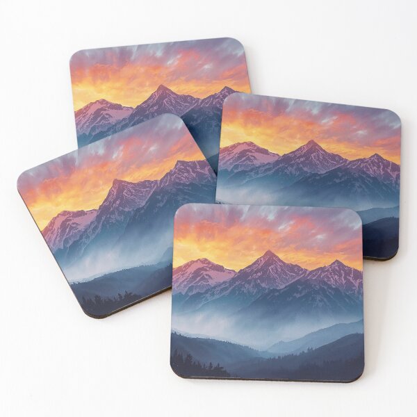 Item preview, Majestic mountain range at sunrise designed and sold by JayVistaVibe.