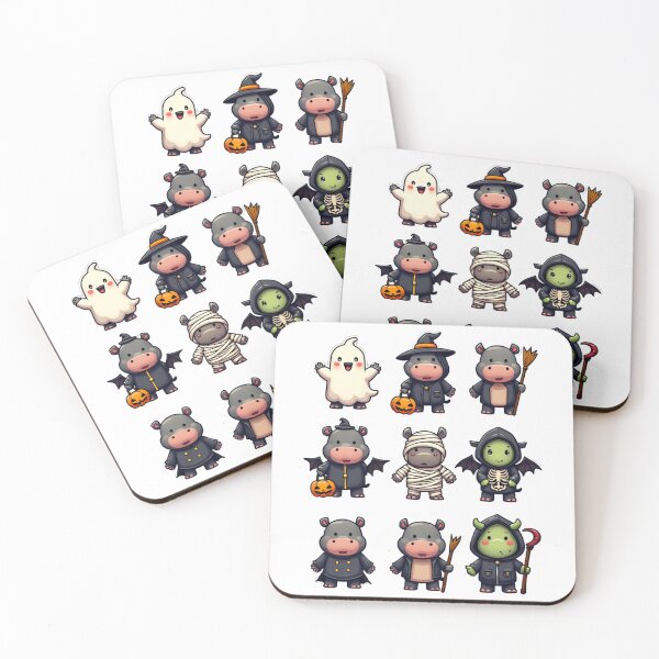 Item preview, Cute Hippo Halloween Costume Bundle Ghost Witch Mummy Vampire Dragon Art designed and sold by ArtDesignTp.