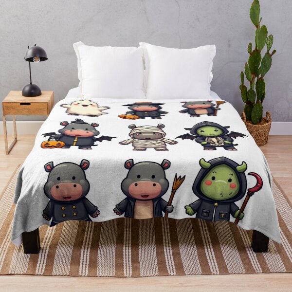 Item preview, Cute Hippo Halloween Costume Bundle Ghost Witch Mummy Vampire Dragon Art designed and sold by ArtDesignTp.