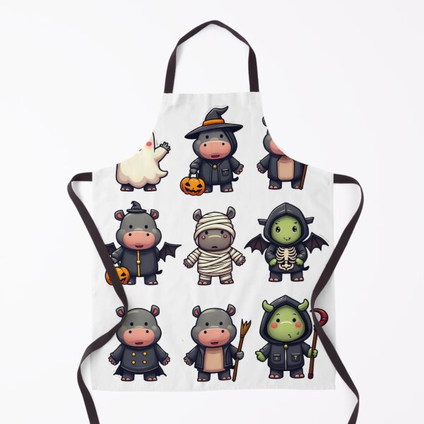 Item preview, Cute Hippo Halloween Costume Bundle Ghost Witch Mummy Vampire Dragon Art designed and sold by ArtDesignTp.
