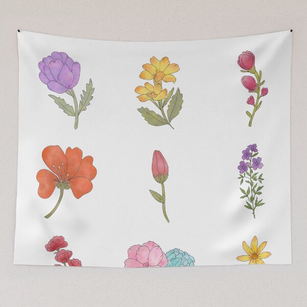 Item preview, 9 Watercolor Wildflowers - Botanical aesthetic Floral flower Design designed and sold by PinFlick.