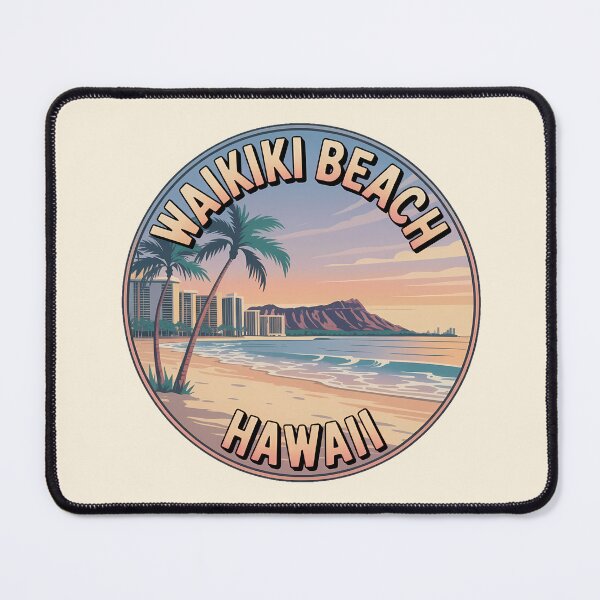 Item preview, Waikiki Beach Hawaii Retro Circle Sticker designed and sold by Horizon Tales.