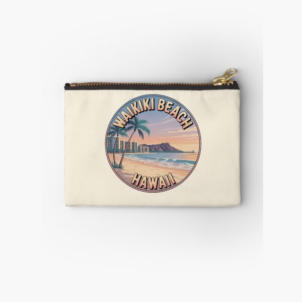 Item preview, Waikiki Beach Hawaii Retro Circle Sticker designed and sold by Horizon Tales.