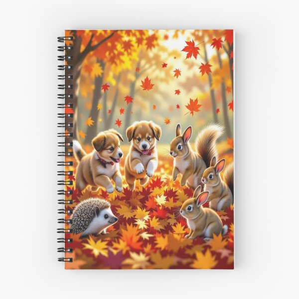Item preview, Autumn Whispers - Animals dance through colorful leaves – playful forest joy in golden light designed and sold by FotoworldEdel.