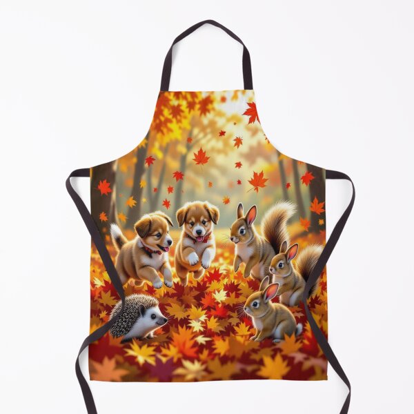 Item preview, Autumn Whispers - Animals dance through colorful leaves – playful forest joy in golden light designed and sold by FotoworldEdel.