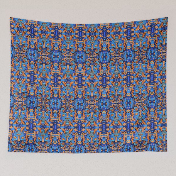 Item preview, Flower goddess #1 pattern / Blue, orange pallete designed and sold by Sofya Dushkina.