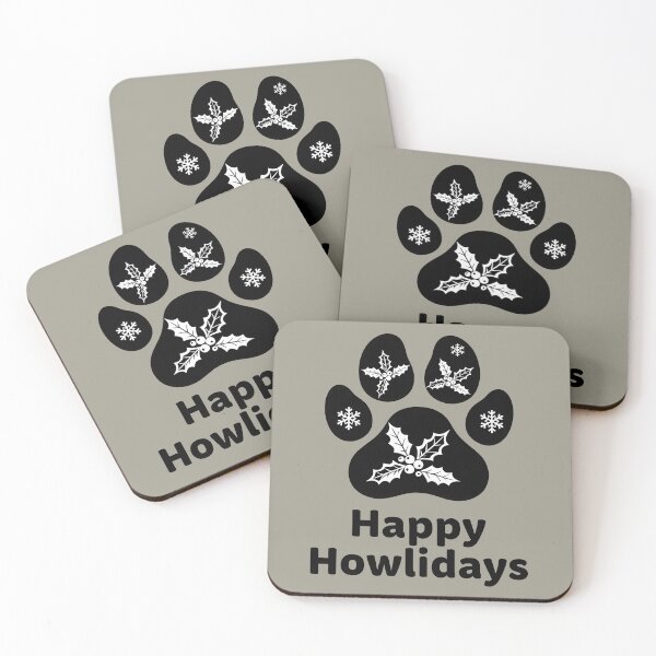 Item preview, Happy Howlidays – Dog Paw Print Christmas Design with Holly and Snowflakes designed and sold by fawzimorsy.