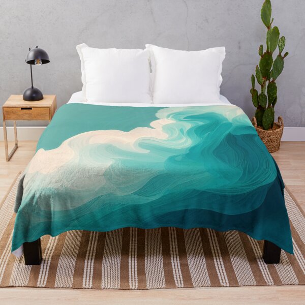 Item preview, Abstract Teal and White Flowing Waves designed and sold by Jirka Svetlik, Studio Illuvision.