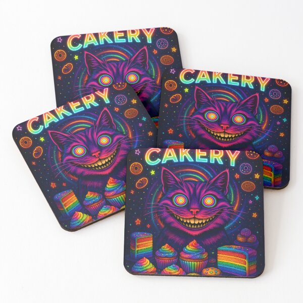 Item preview, ? Space Cakery – Psychedelic Neon Cat & Rainbow Bakery designed and sold by DuttyLion.