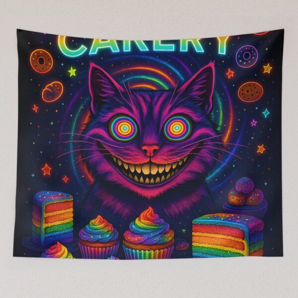 Item preview, ? Space Cakery – Psychedelic Neon Cat & Rainbow Bakery designed and sold by DuttyLion.