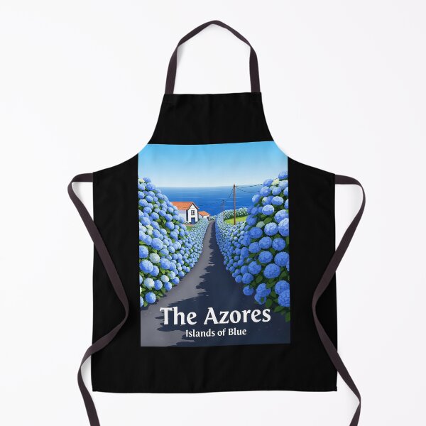 Item preview, The Azores, Portugal - Blue Hydrangeas Road Travel Poster designed and sold by Digital Dreams Arts.