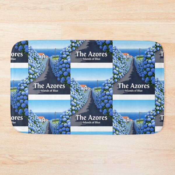 Item preview, The Azores, Portugal - Blue Hydrangeas Road Travel Poster designed and sold by Digital Dreams Arts.