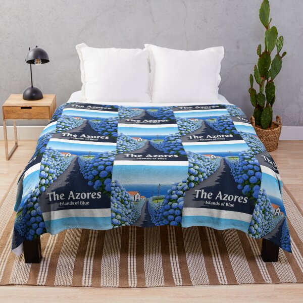 Item preview, The Azores, Portugal - Blue Hydrangeas Road Travel Poster designed and sold by Digital Dreams Arts.