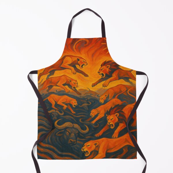 Item preview, Lion Pride Hunt – Fiery Tribal African Wildlife Painting designed and sold by WildlifeInc.