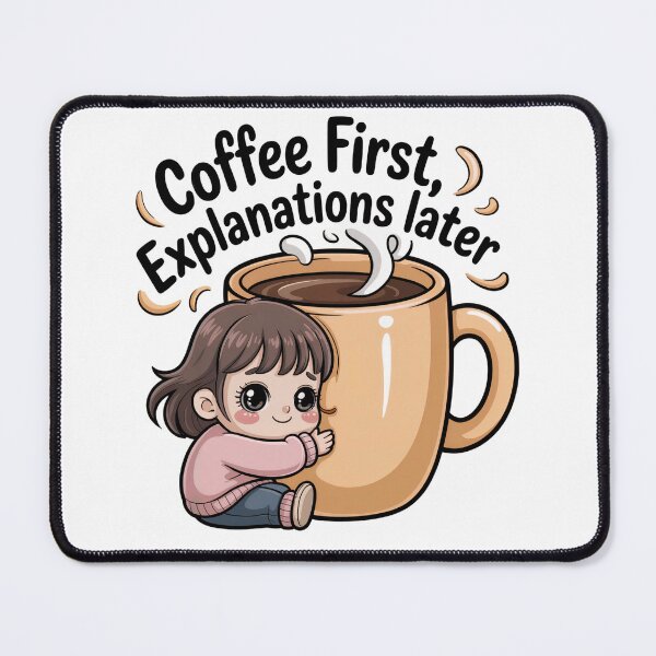 Item preview, Coffee First Explanations Later – Cute Kawaii Coffee Lover Design designed and sold by dya-baino.